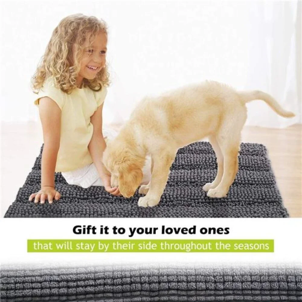 Large Grey Bath Rug 60x24 Non Slip Absorbent Soft Microfiber Bathroom Mat